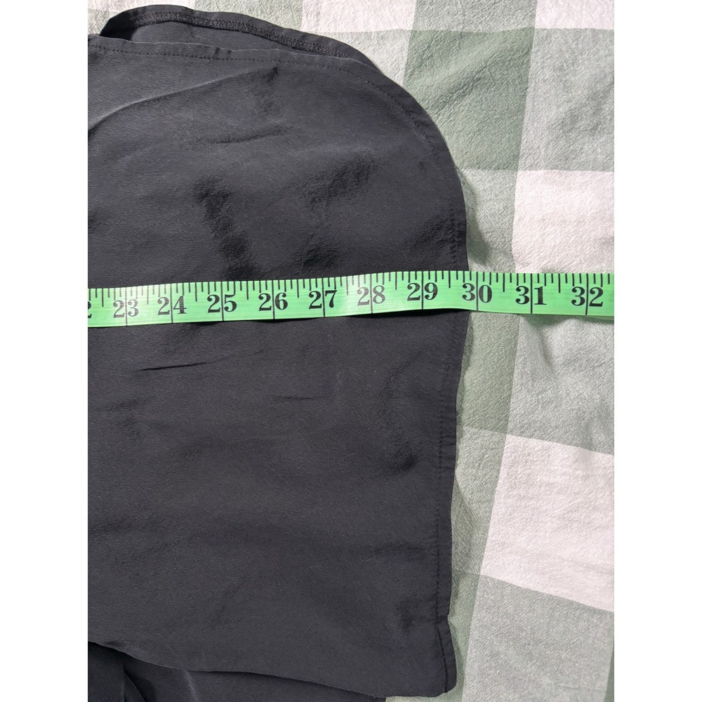 Black 100% Silk Button Down Long Sleeve Collared Shirt Blouse 16 - Picture 6 of 6